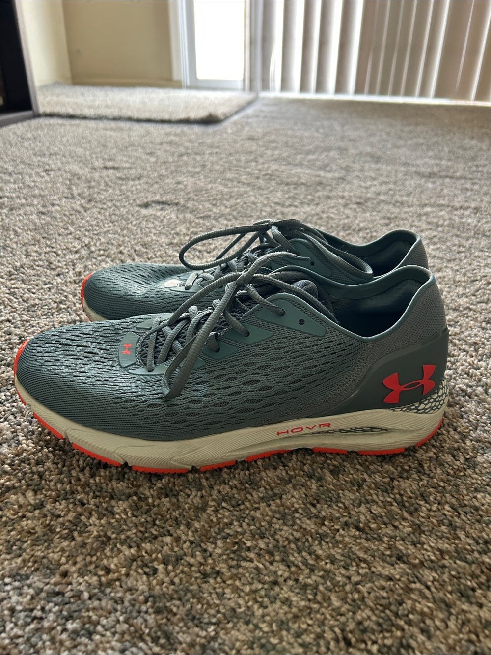 Under Armour Men’s Teal Athletic Running Shoes with Coral Accents